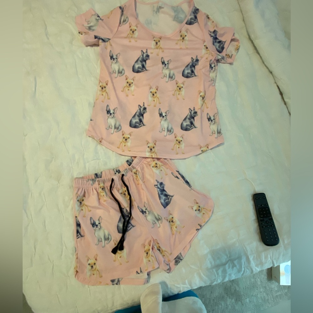 Women's Pink Dog Print Pajama Set